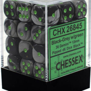 set de 36 des 6 chessex gemini black grey w green 1 jeux Toulon L Ataniere.jpg | Jeux Toulon L'Atanière