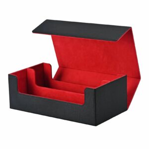 Boite de Rangement 1200 cartes Simili-Cuir : Noir (intérieur Rouge)