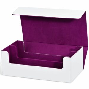 Boite de Rangement 1200 cartes Simili-Cuir : Blanc (intérieur Violet)