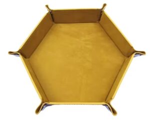 Piste de Dés Pliable hexagonale en Cuir et Intérieur Velours : Jaune