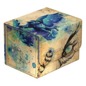 Deck Box Cuir : Parchemin Hibou Bleu