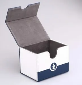 Deck Box Horizontale Cuir : Goutte (Bleu &amp; Blanc)